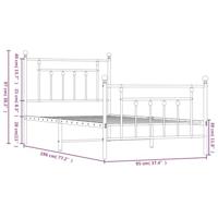 Bedframe met hoofd- en voeteneinde metaal wit 90x190 cm - thumbnail