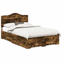Bedframe met hoofdeinde Gerookt eiken 120 x 200 cm Bewerkt hout - thumbnail