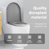 VidaXL Toiletzitting grijs 49 x 36 x 4 cm duroplast - thumbnail