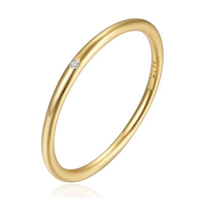 Elenza Thin .925 Zilveren Ring met Gouden Plating en Zirconia - 1mm-17mm