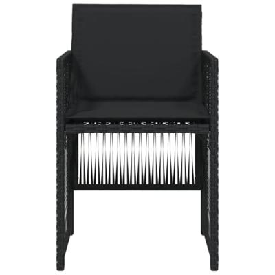 Tuinstoelen 4 st met kussens poly rattan zwart