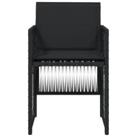 Tuinstoelen 4 st met kussens poly rattan zwart - thumbnail