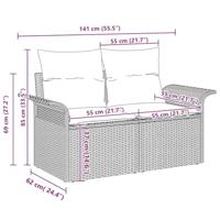 Tuinbankenset met kussen 6 pcs Grijs poly rattan - thumbnail