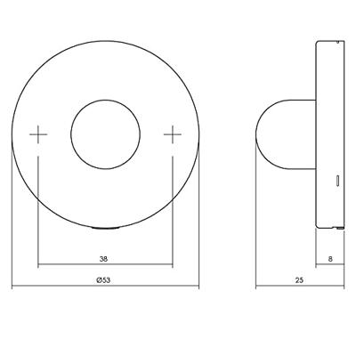 P&E P+E Deurstopper wandmontage 53x8mm rvs geborsteld
