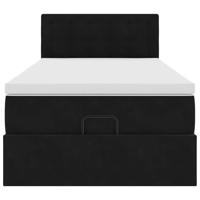 Ottoman bed met matras 80x200cm fluweel zwart - thumbnail
