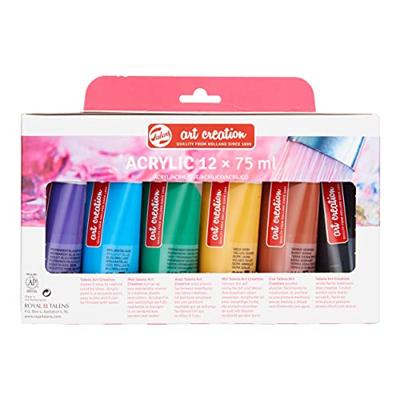 Talens Art Creation acrylverf tube van 75 ml, set van 12 tubes in geassorteerde kleuren