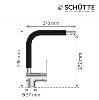 Keukenmengkraan Schutte Rio Hoge Draaibare Uitloop Chroom en Mat Zwart