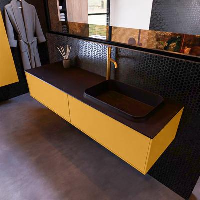 Badkamermeubelset Mondiaz Erin 150 cm met 2 Lades met RIDGE Wastafel Rechts Urban met 1 kraangat Greeploos Mat Ocher Badkamermeubelset Mondiaz Erin 150 cm met 2 Lades met RIDGE Wastafel Rechts Urban met 1 kraangat Greeploos Mat Ocher