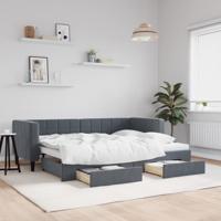 Slaapbank onderschuifbed en lades 80x200 cm fluweel donkergrijs - thumbnail