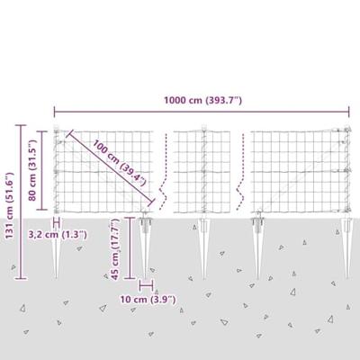 VidaXL Hek met paal groen 0,8 x 10 m staal