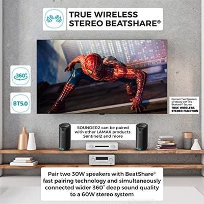 Lamax Sounder2 30W 360° Bluetooth luidspreker Zwart