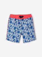 Bedrukte jongenszwemshort met bladeren blauwe print - thumbnail