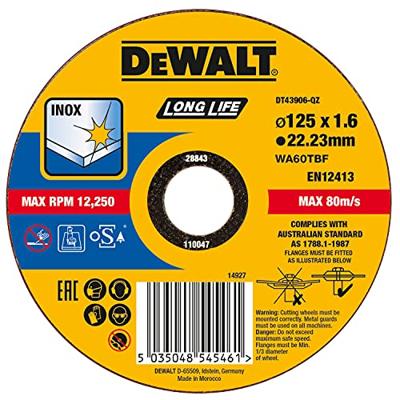 DeWALT DT43906 Doorslijpschijf RVS 125mm DeWALT DT43906 Doorslijpschijf RVS 125mm