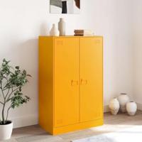 Dressoir 67x39x107 cm staal mosterdgeel - thumbnail