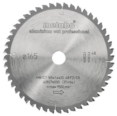 Metabo Aluminium Cut Professional 628276000 Cirkelzaagblad 165 x 20 x 1.2 mm Aantal tanden: 48 1 stuk(s)