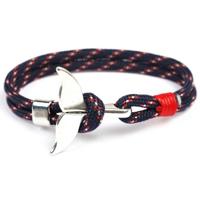 Whale staart anker charme nautische Survival touw ketting Bracelets(Dark blue) - thumbnail