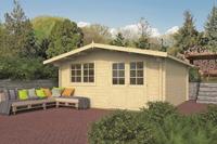 Tuindeco Dingle Blokhut 500x500 cm + luifel 70 cm 70 mm vuren blank- Zadeldak- Onbehandeld vurenhout- Tuindeco - thumbnail