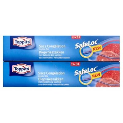 Toppits safeloc zip-diepvrieszakken 3l 15 stuks Toppits safeloc zip-diepvrieszakken 3l 15 stuks