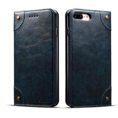 Voor iPhone 8 plus/7 plus barokke eenvoudige horizontale Flip lederen draagtas met houder & kaartsleuven & portemonnee (blauw)
