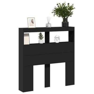 Hoofdbordkast met LED-verlichting 100x17x102 cm zwart Hoofdbordkast met LED-verlichting 100x17x102 cm zwart