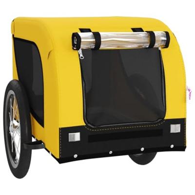 Hondenfietstrailer oxford stof en ijzer geel en zwart - thumbnail