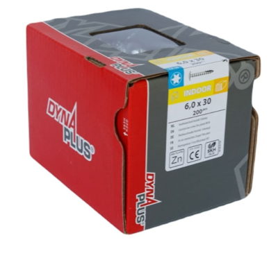 Dynaplus Houtbouwschroef Verzinkt Tellerkop Voldraad +Snijpunt Torx TX30 6.0X30 | 200 stuks - 0286.01.49201 Dynaplus Houtbouwschroef Verzinkt Tellerkop Voldraad +Snijpunt Torx TX30 6.0X30 | 200 stuks - 0286.01.49201