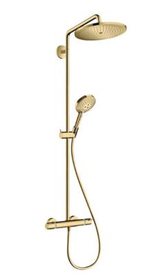 Hansgrohe Croma Select S Showerpipe 280 1jet EcoSmart met douchethermostaat en handdouche Raindance Select S 120 3jet, Polished Gold Optic Hansgrohe Croma Select S Showerpipe 280 1jet EcoSmart met douchethermostaat en handdouche Raindance Select S 120 3jet, Polished Gold Optic