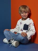 T-shirt met lange mouwen met jongensprint HAPPY LA wit, bedrukt - thumbnail