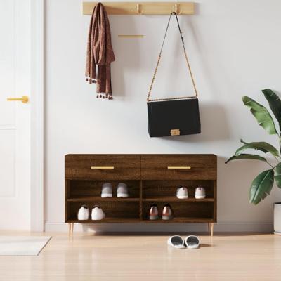 VidaXL Schoenenbank 102x35x55 cm bewerkt hout sonoma eikenkleurig VidaXL Schoenenbank 102x35x55 cm bewerkt hout sonoma eikenkleurig