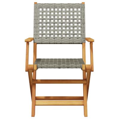 Tuinstoelen 6 st inklapbaar poly rattan en massief hout grijs