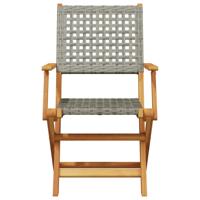Tuinstoelen 6 st inklapbaar poly rattan en massief hout grijs - thumbnail
