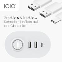 IOIO contactdoos SL3000, 3 stopcontacten en 3 USB-poorten, tafelklem, wit - thumbnail