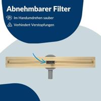 Ben Small douchegoot inclusief rooster 70cm geborsteld messing - thumbnail