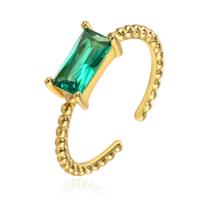 Cilla Jewels Vergulde Ring met Langwerpige Groene Zirkonia - thumbnail