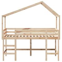 Halfhoogslaper met ladder en bedhuis grenenhout 90x200 cm - thumbnail