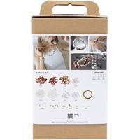 Creativ Company Hobbyset sieraden, beige, burnt orange, wit parelmoer, 1 doos - thumbnail