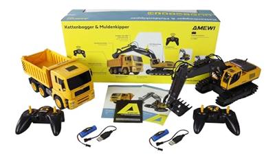 Amewi 1:18 Bouwvoertuig Bouwvoertuig, Truck Met lichteffect, Incl. accu en laadkabel