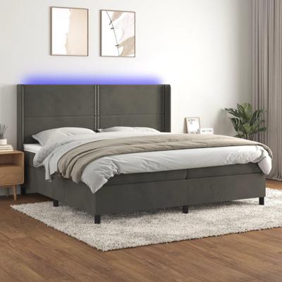 Boxspring met matras en LED fluweel donkergrijs 200x200 cm