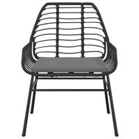 7-delige Tuinset met kussens poly rattan glas zwart - thumbnail