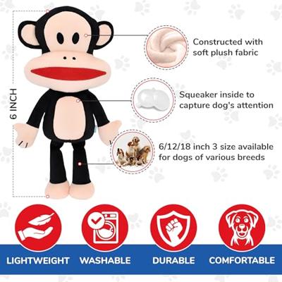 Multipet Paul Frank Julius Monkey hond speelgoed 6 inch hond speelgoed, veelkleurig (Pack van 1)