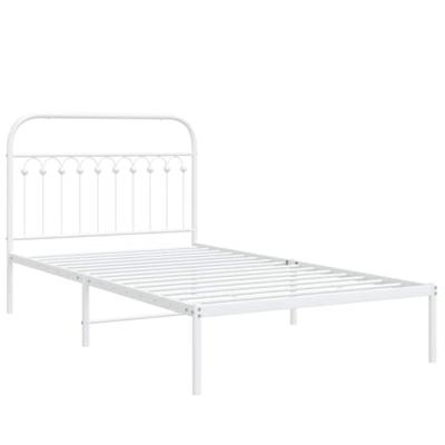 Bedframe met hoofdbord metaal wit 107x203 cm