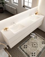 Mondiaz Vica 200cm badmeubel linen 4 lades wastafel Cloud dubbel 2 kraangaten - thumbnail