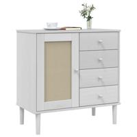 Dressoir SENJA 80x40x80 cm rattan look massief grenenhout wit - thumbnail