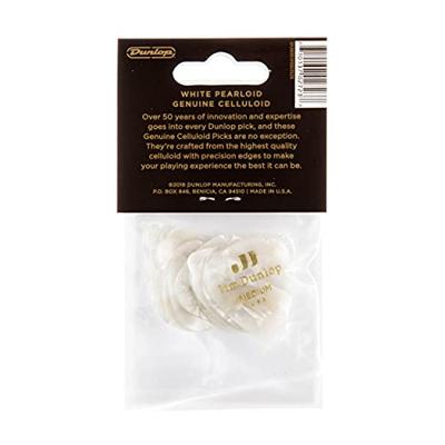 Dunlop 483P04MD Celluloid Shell Pick perloid wit medium plectrum set 12 stuks