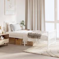 Bedframe met hoofd- en voeteneinde metaal wit 75x190 cm - thumbnail