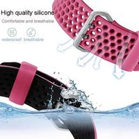 Bandje met gaatjes - 2 kleuren - Roze met zwart - Geschikt voor Apple Watch 44mm / 45mm / 46mm / 49mm - thumbnail