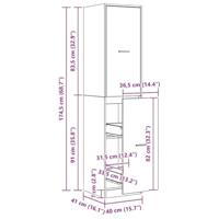 Apothekerskast 40x41x174,5 cm bewerkt hout artisanaal eiken - thumbnail