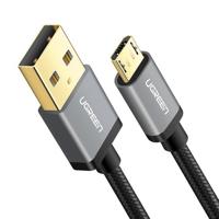 UGREEN Micro USB Kabel Nylon 18W Snel Opladen Kabel Compatibel met Galaxy S21 S20 A10, Redmi 6A Note 6 Pro, Huawei P40, PS4 Controller, GPS enz.(0.5M,Zwart) - thumbnail