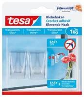 Tesa Klevende haak voor Transparant en Glas, draagvermogen 1 kg, blister van 2 stuks - thumbnail