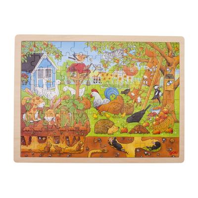 Goki houten legpuzzel - leven in de tuin 96st.